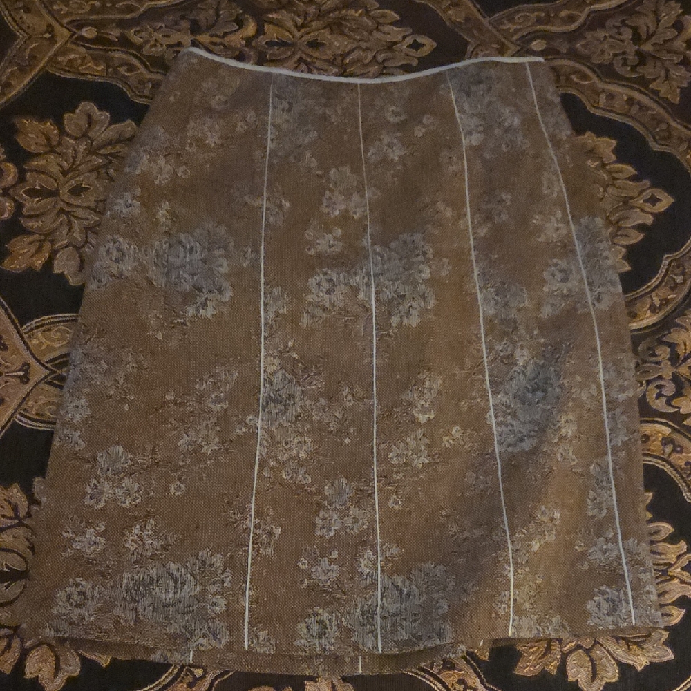 Ann Taylor Brown Floral Pencil Skirt
